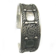 Huge Tibetan 9 Dotted Pane Lotus Filigree Multi-Weaving Amulet Cuff Brac... - $10.64