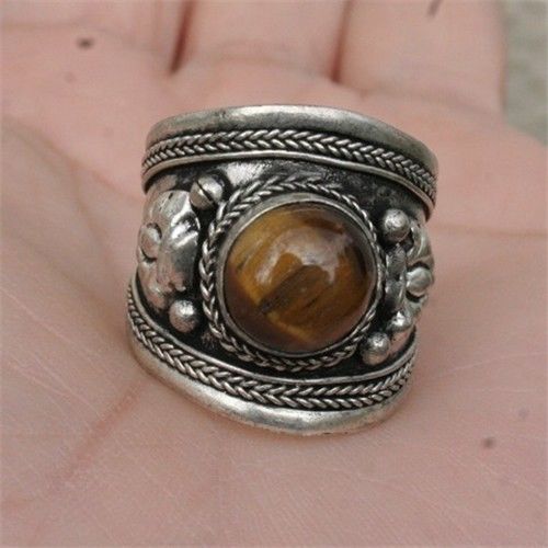 Big Adjustable Tibetan Weaving Dotted Round Tiger Eye Gemstone Dorje Amu... - $5.36