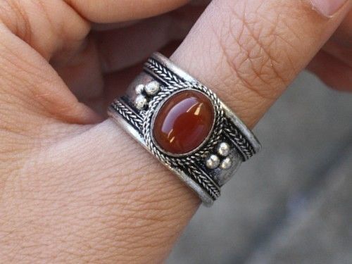 Big Adjustable Tibetan Orange / Red Agate Gemstone Weaving Dotted Amulet... - $6.26