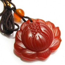 Big &amp; Thick Tibetan Carved Carnelian Close Bud Lotus Flower Pendant - $148.03 MXN