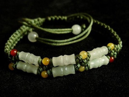 Delicately Braided 6 Bamboo Jade Beaded Bracelet -become better each pas... - $5.36