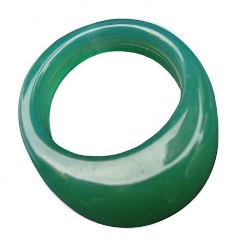 Stunning Broadsided Emerald Jade Gemstone Ring, Thumb Ring -US Size 10 - $5.53