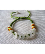 Adjustable Silk Knots Jadeite Jade 6 Large 13mm Money Circle Beaded Brac... - $6.05 CAD