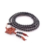 Tibetan 108 6mm Black Sandalwood Dharma Wheel Prayer Beads Mala Necklace -24" - $11.66