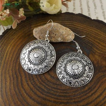 Vintage Tibetan Silver Delicately Carved Lotus Medallion Dangle Amulet E... - $7.15