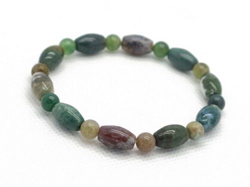 Stretchy 10 Barrel Round Colorful Indian Jade Wrist Mala Beaded Bracelet... - $6.00