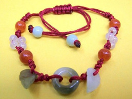 Lovely Adjustable Colorful Leaf Donut Circle Jade Beaded Bracelet -Great... - $5.07