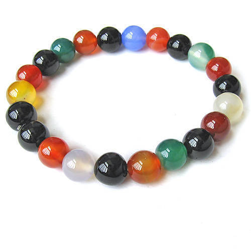 Stretchy 22 Colorful Agate Gemstone Prayer Beads Wrist Mala Bracelet -6&quot; - $7.15