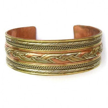 Huge Tibetan 3-Color Copper Delicate Braided Multi Strands Weaving Cuff ... - $9.83