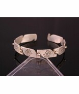 Tibetan 925 Silver Plated Dotted Carved 8 Auspicious Symbol Amulet Cuff ... - $8.05