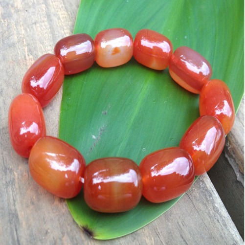 Huge 11 18X13mm Barrel Agate Gemstone Meditation Prayer Bead Wrist Mala ... - $6.46