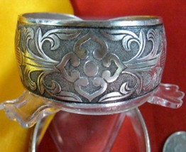 Huge Tibetan Silver Plated Peony Flower Arch Shaped Dorje Cuff Bracelet ... - $183.59 MXN