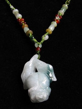 Big Elegant Adjustable Beaded Delicate Carved Jadeite Jade Rose Flower N... - $17.95