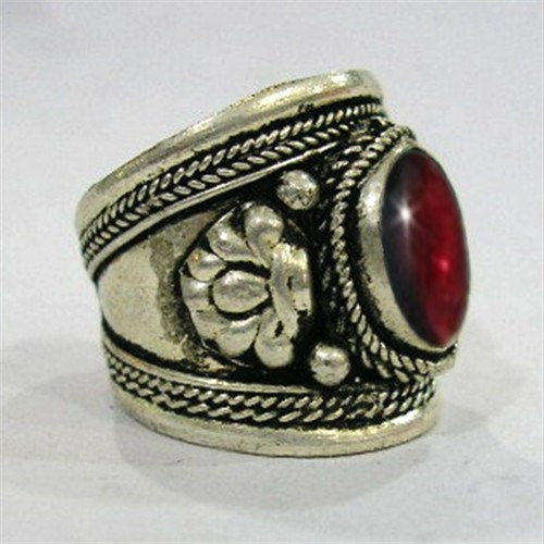 Large Adjustable Tibetan Big Round Garnet Gemstone Dorje Weaving Amulet ... - $6.19