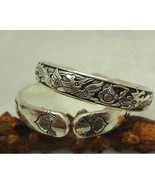 Long &amp; Thick Tibetan Silver Sunrise Dragon Phoenix Engraved Cuff Bracele... - €6,91 EUR