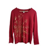 Southern Lady Women’s Red Long Sleeve Top Gold Floral Design Long Sleeve... - £9.83 GBP