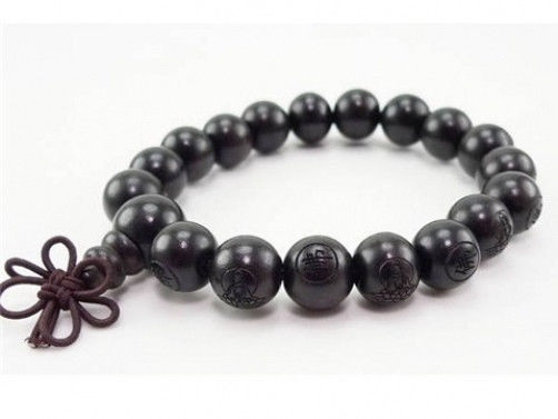 Long Tibetan 16 12mm Black Sandalwood Carved Buddha Prayer Beads Mala Br... - $7.13