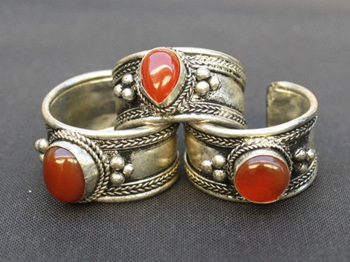 Large Adjustable Tibetan Orange Red Agate Gemstone Weaving Dotted Amulet... - $6.26
