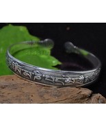 Long Tibetan Silver Delicate Carved OM Mani Padme Hum Double Dorje Cuff ... - $13.51 CAD