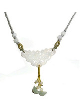 Large Adjustable Money Beaded Fringe Jadeite Jade Lucky Ruyi Flower Neck... - $12.42