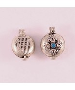 Tibetan Copper Delicately Carved Kalachakra Double Dorje Ghau Prayer Box Pendant - $7.97