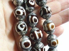 Wholesale 10 Comparatively Big Sterling Silver Repousse 3-eye Dzi Amulet... - $334.57 MXN