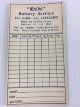Antique “ Exide Batteries “~ Service Station Check List. Printed in 1920 - $19.60