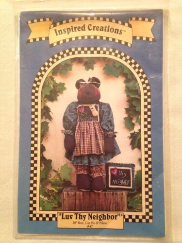 Inspired Creations Craft Luv Thy Neighbor 28" Bear, Cat Pin,Pillow Pattern Uncut - $13.62