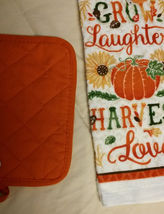 AUTUMN theme KITCHEN SET 2-piece Towel Potholder Grow Laughter Harvest Love NEW image 4