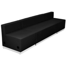 Black White Leather 3 Pc Linear Sectional Reception Office Hotel Conference Room - £1,519.24 GBP