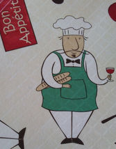 FAT CHEF FABRIC PLACEMATS Set of 4 Linen 12x18 Bon Appetit Wine Cook NEW image 4