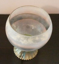 GLASS CANDLE HOLDER Frosted Decorative Sphere with Brass Metal Stand image 6