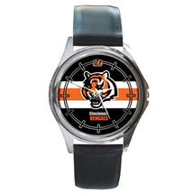 Cincinnati Bengals NFL Round Leather Men’s Wrist Watch Gift - £23.59 GBP