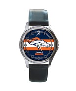 Denver Broncos NFL Round Leather Men’s Wrist Watch Gift - £23.59 GBP