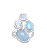 Chalcedony, Larimar, Topaz and Moonstone Ring - €60,05 EUR