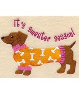 Sweater Season with Dachshund Embroidered Waffle Kitchen Towel  - $15.95