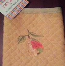 OVEN MITT POTHOLDER SET 2-pc with Embroidered Pear Fruit Yellow Green image 5