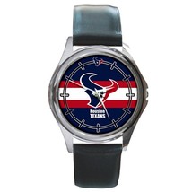Houston Texans NFL Round Leather Men’s Wrist Watch Gift - £23.98 GBP