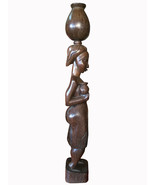 Handcarved African Woman Carrying Earthen Pot, Traditional Ghanaian Scul... - $265.77 CAD