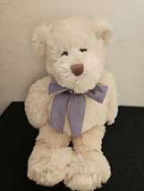 Toys R Us Animal Alley Teddy Bear Plush Stuffed Animal Ivory Cream Blue Bow 16" - $19.78