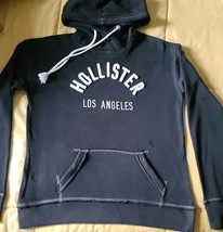 Hollister ~ Los Angeles ~ Small (S) ~ Black ~ Distressed ~ Hooded Sweatshirt - £20.68 GBP