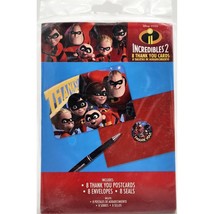 Incredibles 2 Disney Pixar Thank You Cards Birthday Party Supplies 8 Per Package - £3.89 GBP