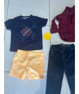 Baby Boy Clothes Lot Size 12M / 1Y – Navy Tee, Plaid Shirt, Peach Shorts... - $315.33 MXN