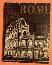 London Rome Wooden Plaque 2-pc Set 9x7 Sign Wood Wall Art NEW image 3