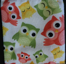 OWL KITCHEN TOWELS Set of 4 Microfiber Colorful Owls Green Bird NEW image 4