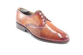 Men leather handmade derby oxfords original leather lace up formal wear shoes - £146.14 GBP+