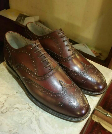 Leather Wingtips shoes Burgundy leather brogue Shoes Custom Mens Wingtip Shoes