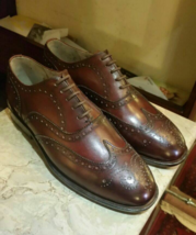 Leather Wingtips shoes Burgundy leather brogue Shoes Custom Mens Wingtip Shoes - £135.24 GBP