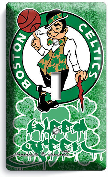 BOSTON CELTICS BLLED GREEN BASKETBALL TEAM SINGLE LIGHT SWITCH WALL PLATE COVER