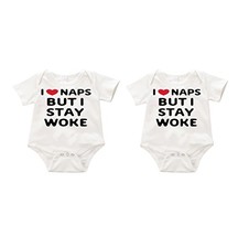 I Love naps but i stay woke Dual Twins 2 set Baby Creeper Romper Toddler - £22.70 GBP